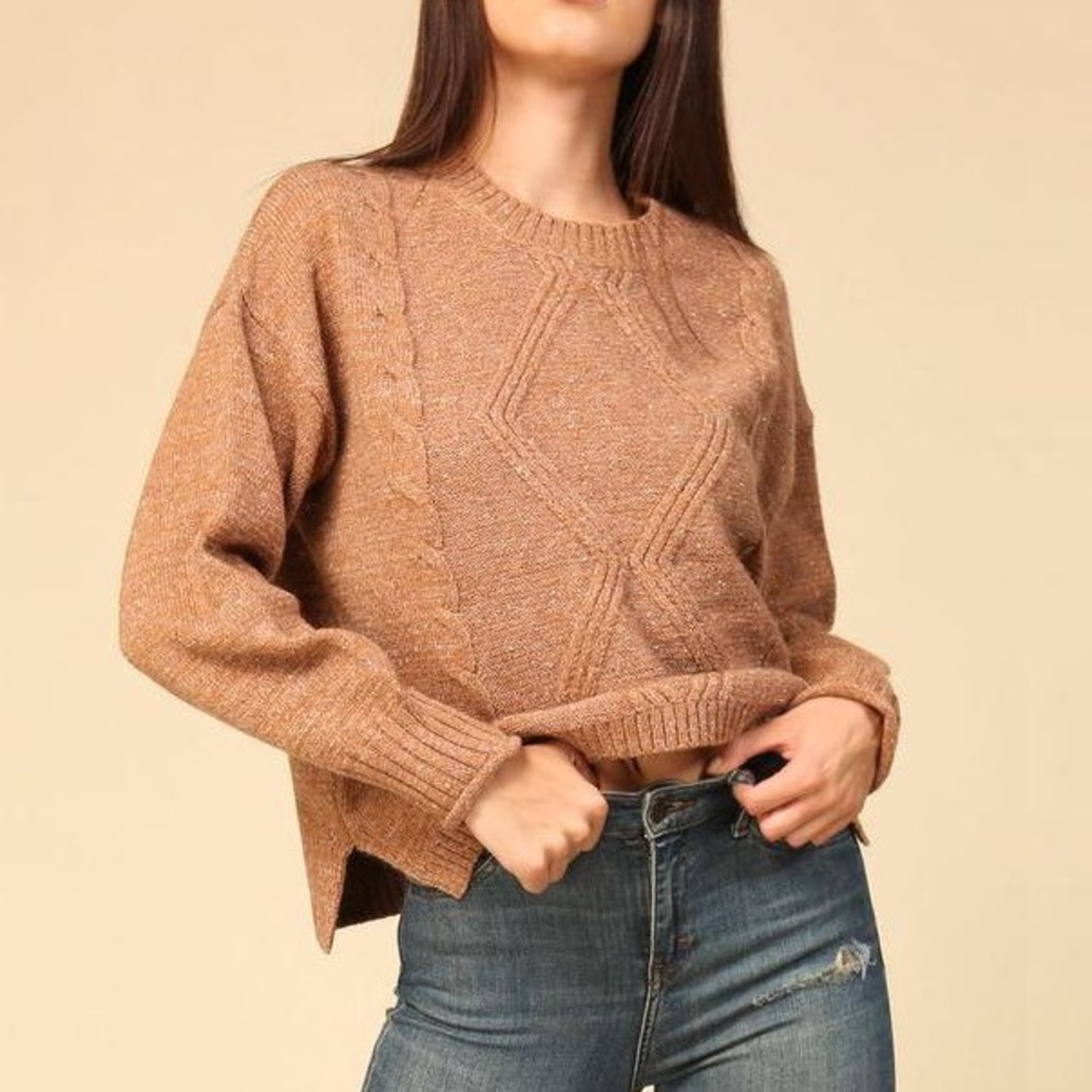 Camel Cable Knit Sweater